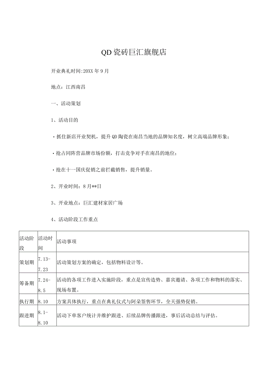 QD瓷砖巨汇旗舰店开业典礼方案hstz.docx_第1页