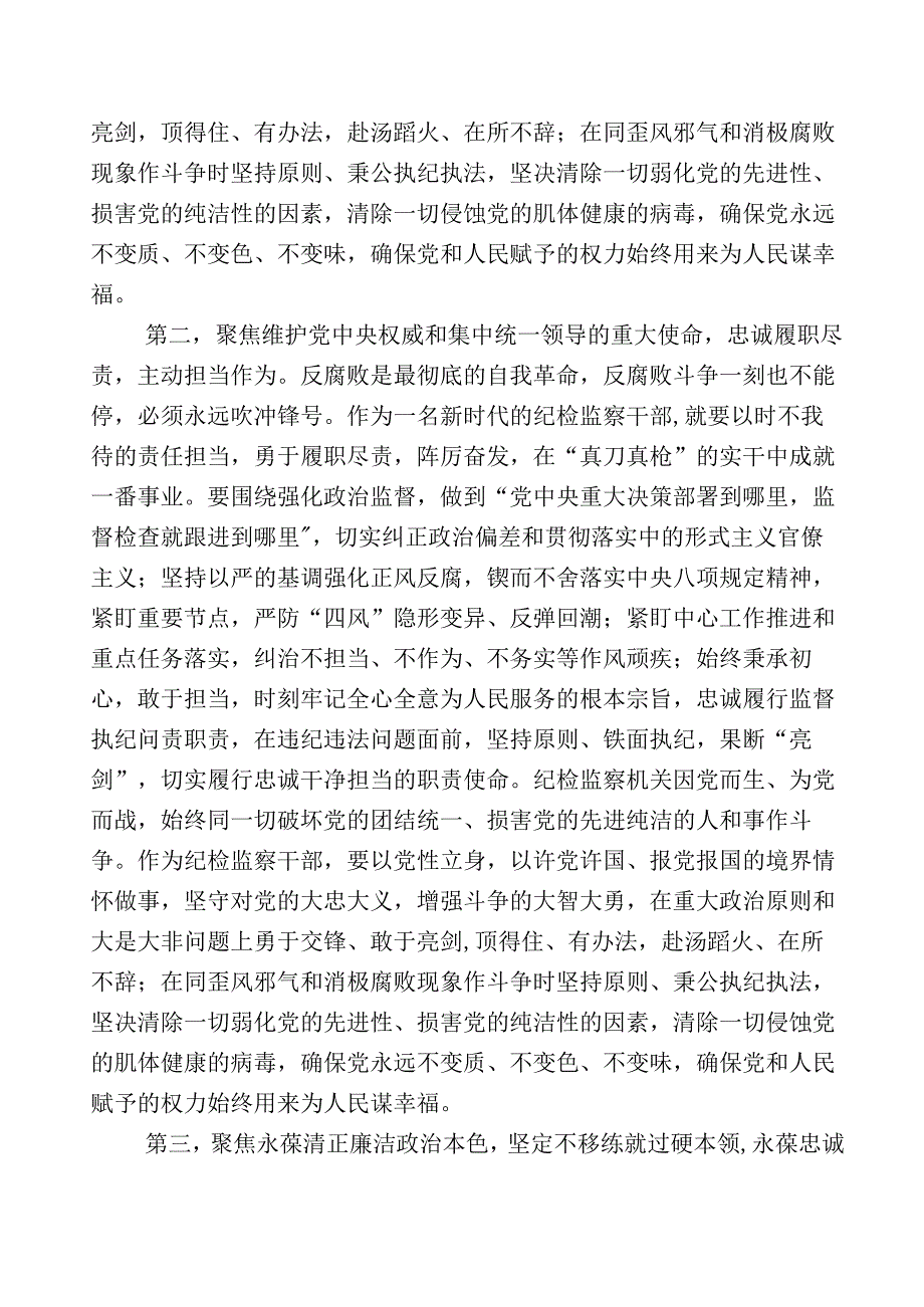 2023年开展纪检监察干部队伍教育整顿的发言材料多篇+五篇推进情况汇报+实施方案.docx_第3页