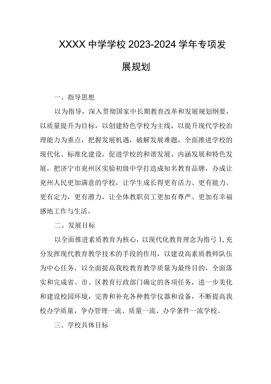 中学学校20232024学年专项发展规划.docx_第1页