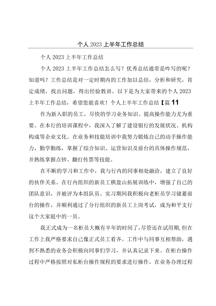 个人2023上半年工作总结.docx_第1页