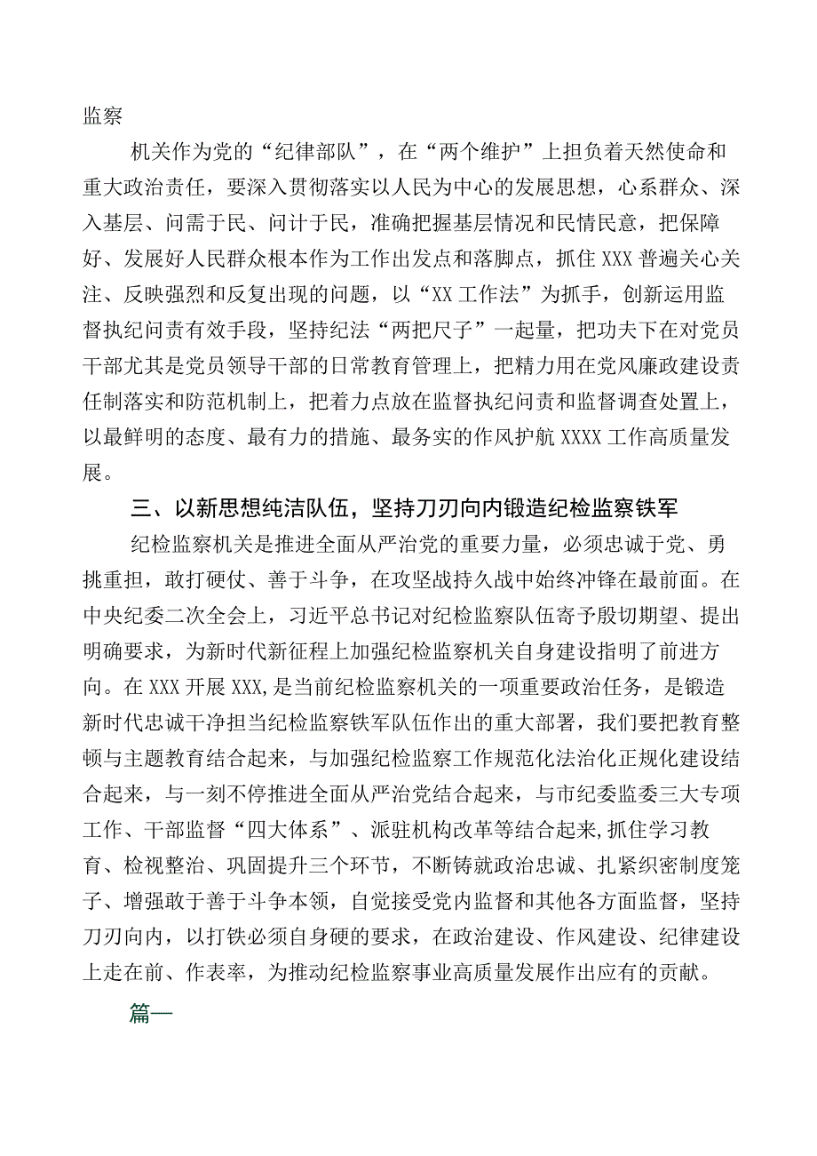 全面落实2023年纪检监察干部队伍教育整顿会的研讨材料11篇含五篇工作进展情况汇报和通用工作方案.docx_第2页