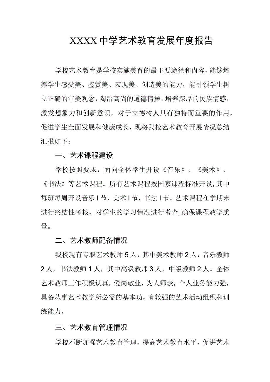 中学艺术教育发展年度报告.docx_第1页