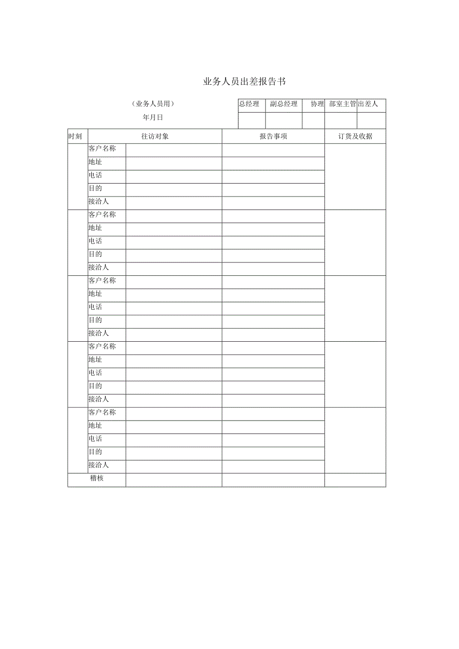 业务人员出差报告书和业务员工作日报.docx_第1页