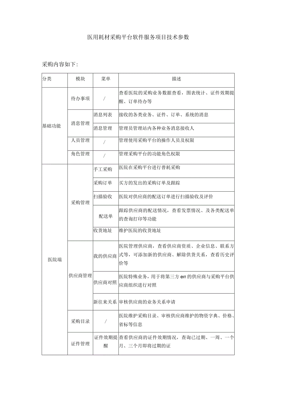 医用耗材采购平台软件服务项目技术参数.docx_第1页