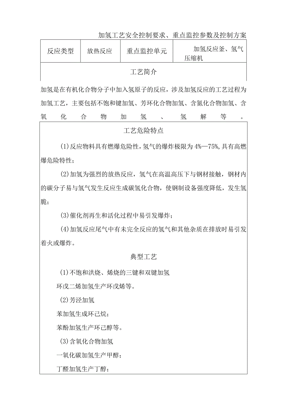 加氢工艺安全控制要求重点监控参数及控制方案.docx_第1页