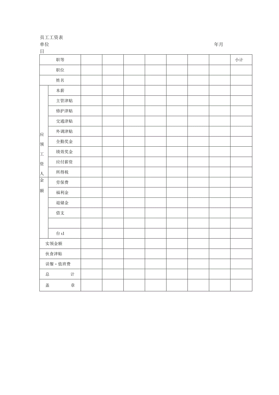 员工工资表及员工工资单.docx_第1页