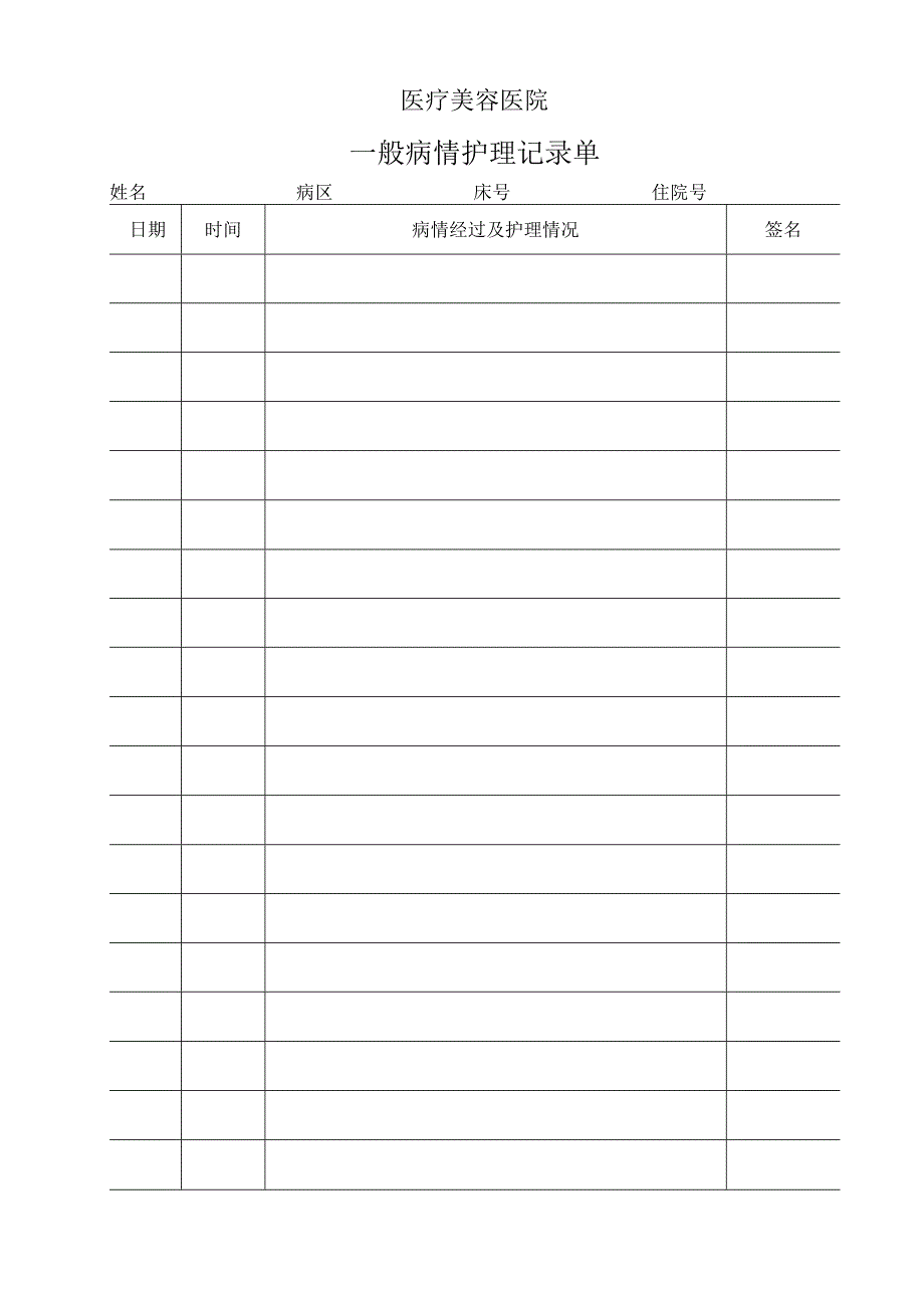 医院病历一般病情护理记录单.docx_第1页