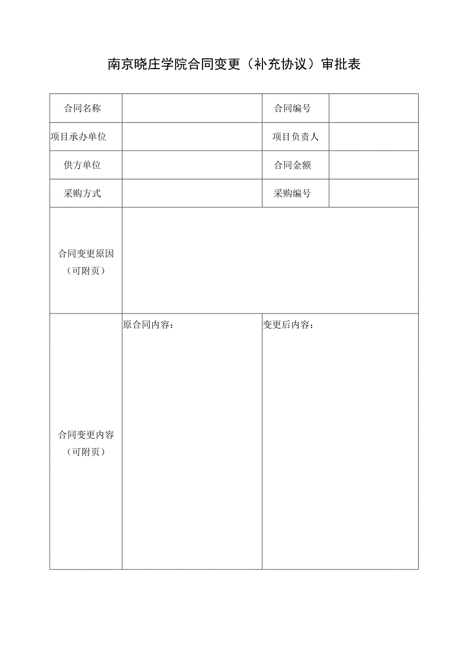 南京晓庄学院合同变更补充协议审批表.docx_第1页