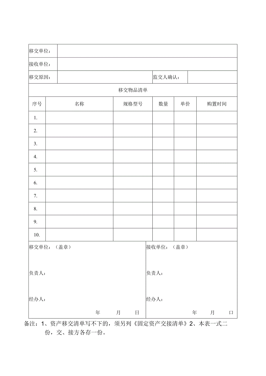 固定资产交接书.docx_第1页