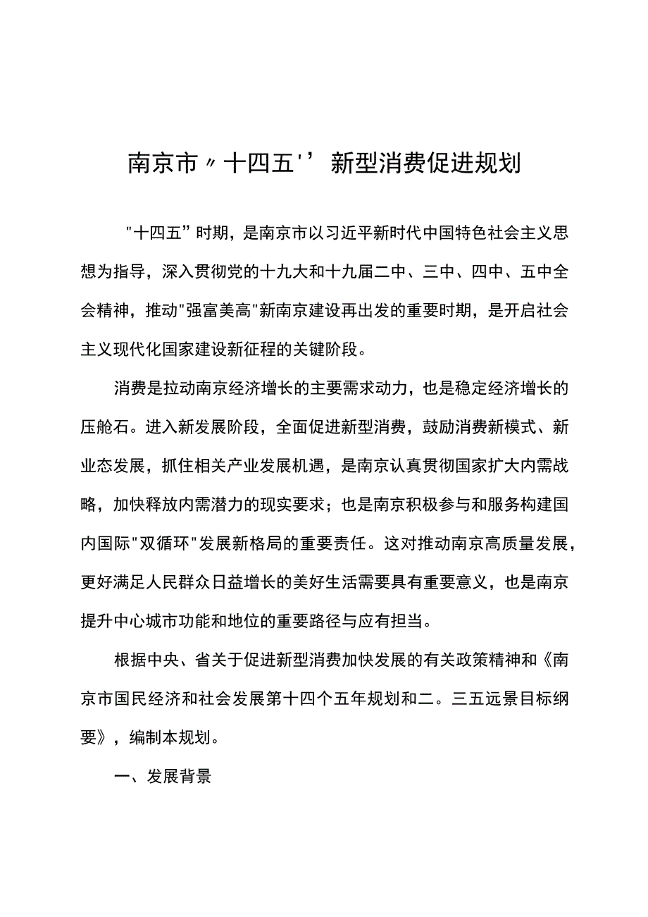 南京市十四五新型消费促进规划.docx_第1页