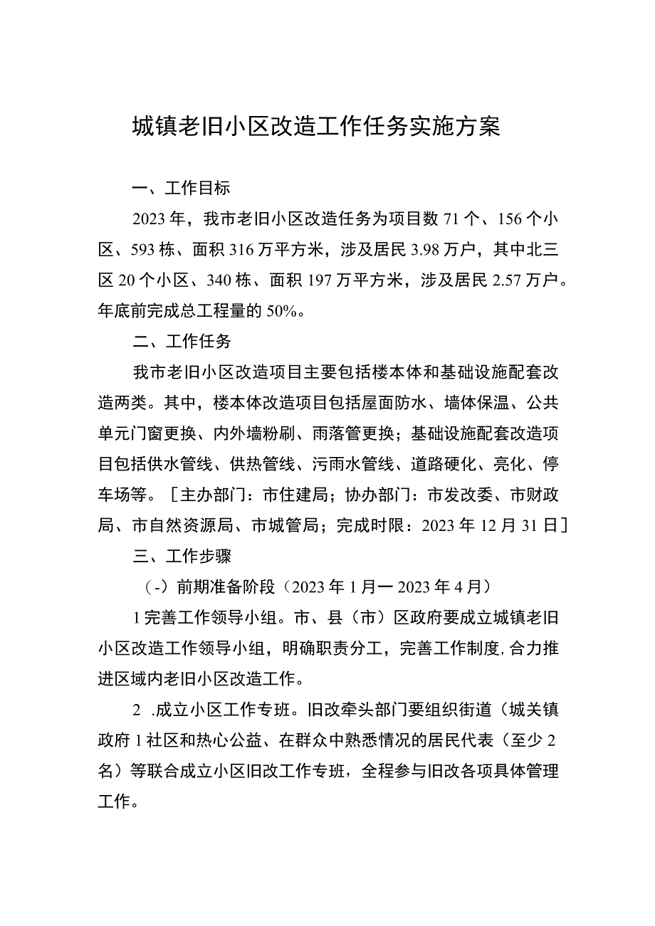 城镇老旧小区改造工作任务实施方案.docx_第1页