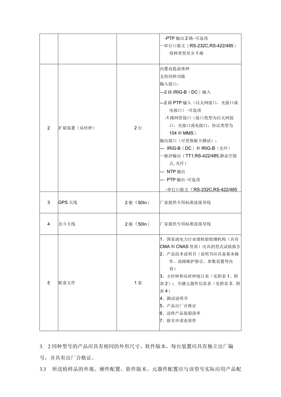 南方电网2014年通信一级物质集采送样检测送样要求时间同步设备.docx_第3页