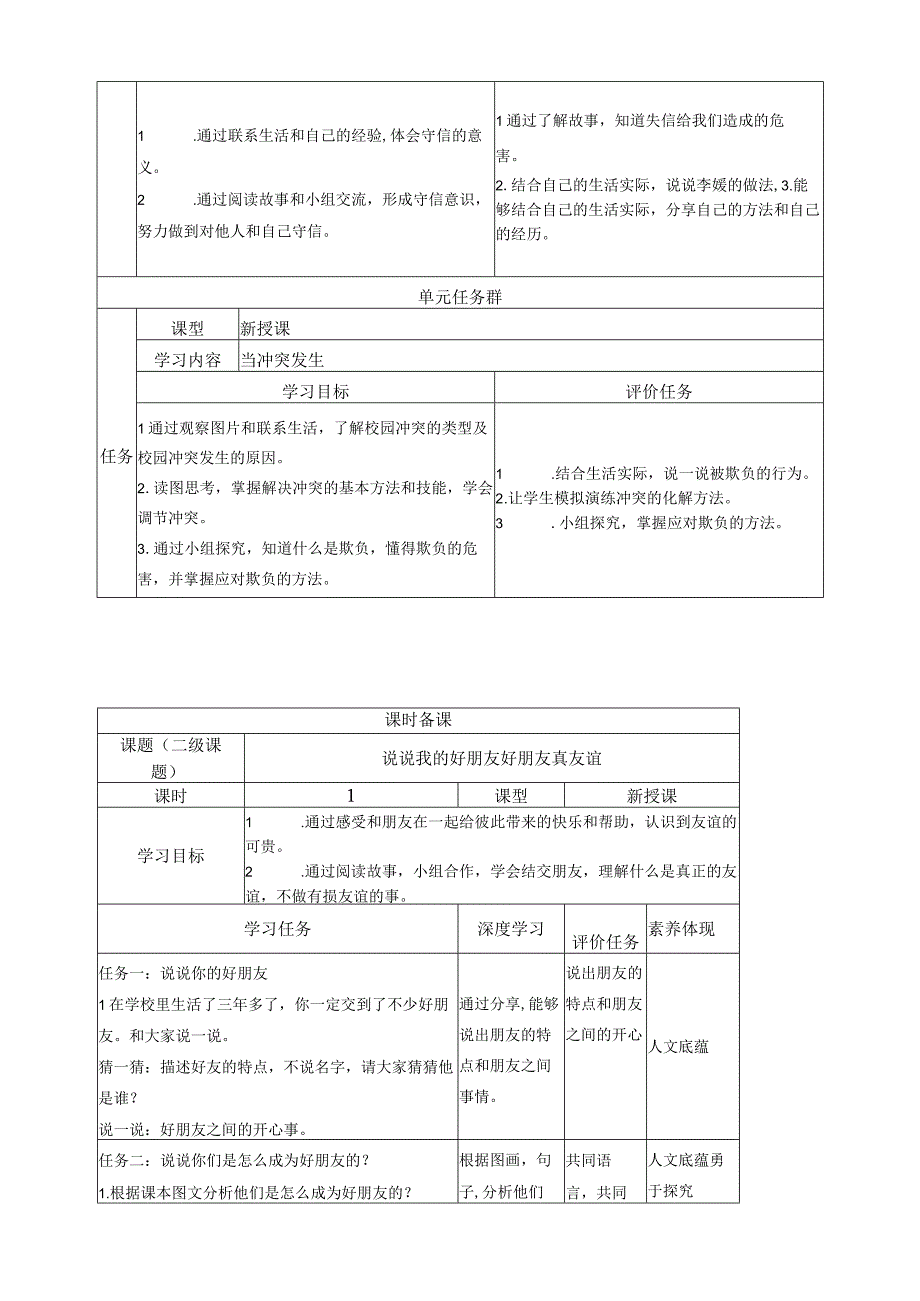 最新统编版四年级下册道德与法治全书单元课时备课教案表格式教案+教学计划.docx_第3页