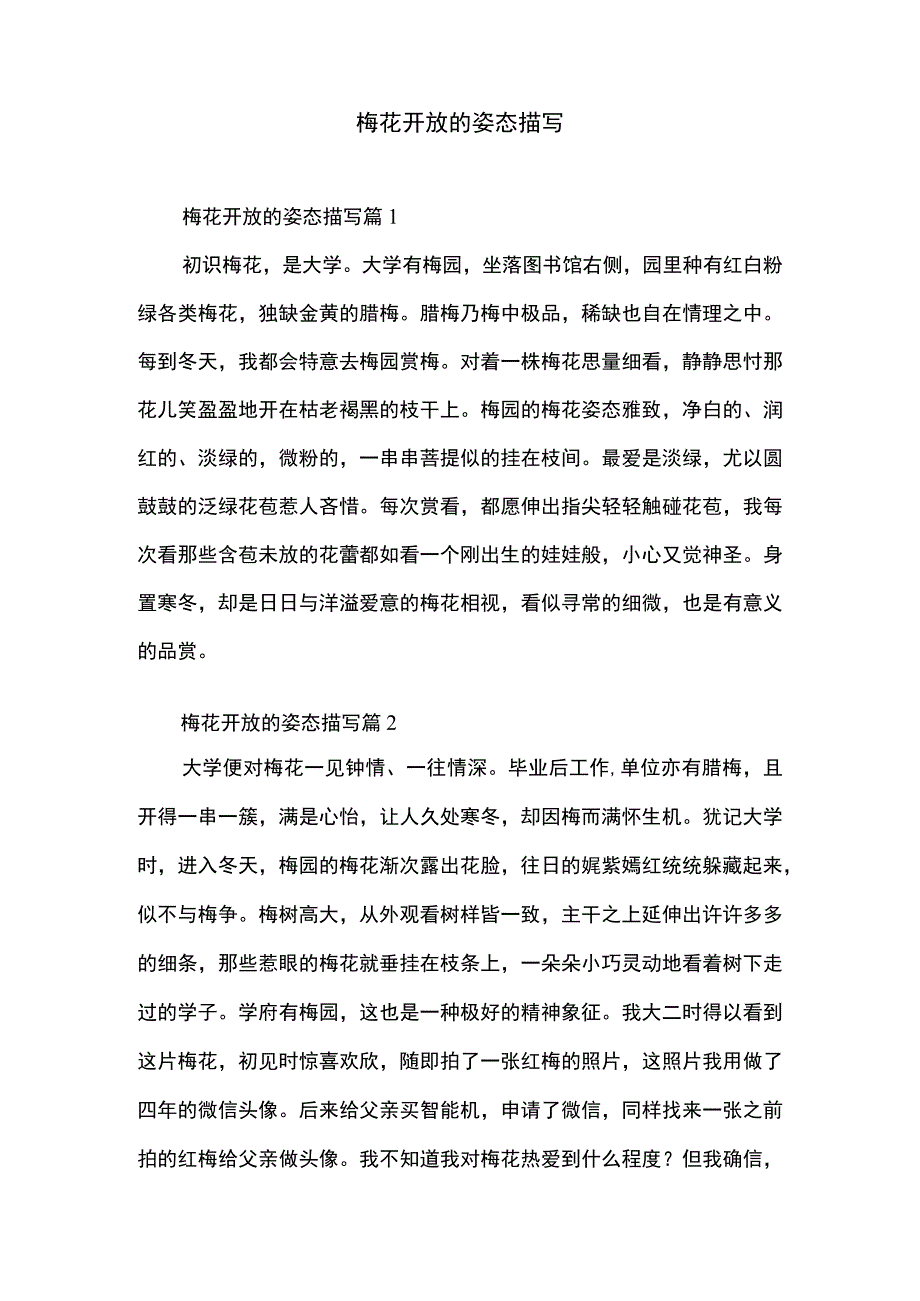 梅花开放的姿态描写.docx_第1页