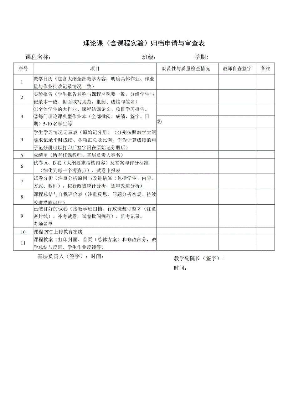 理论课含课程实验归档申请与审查表.docx_第1页