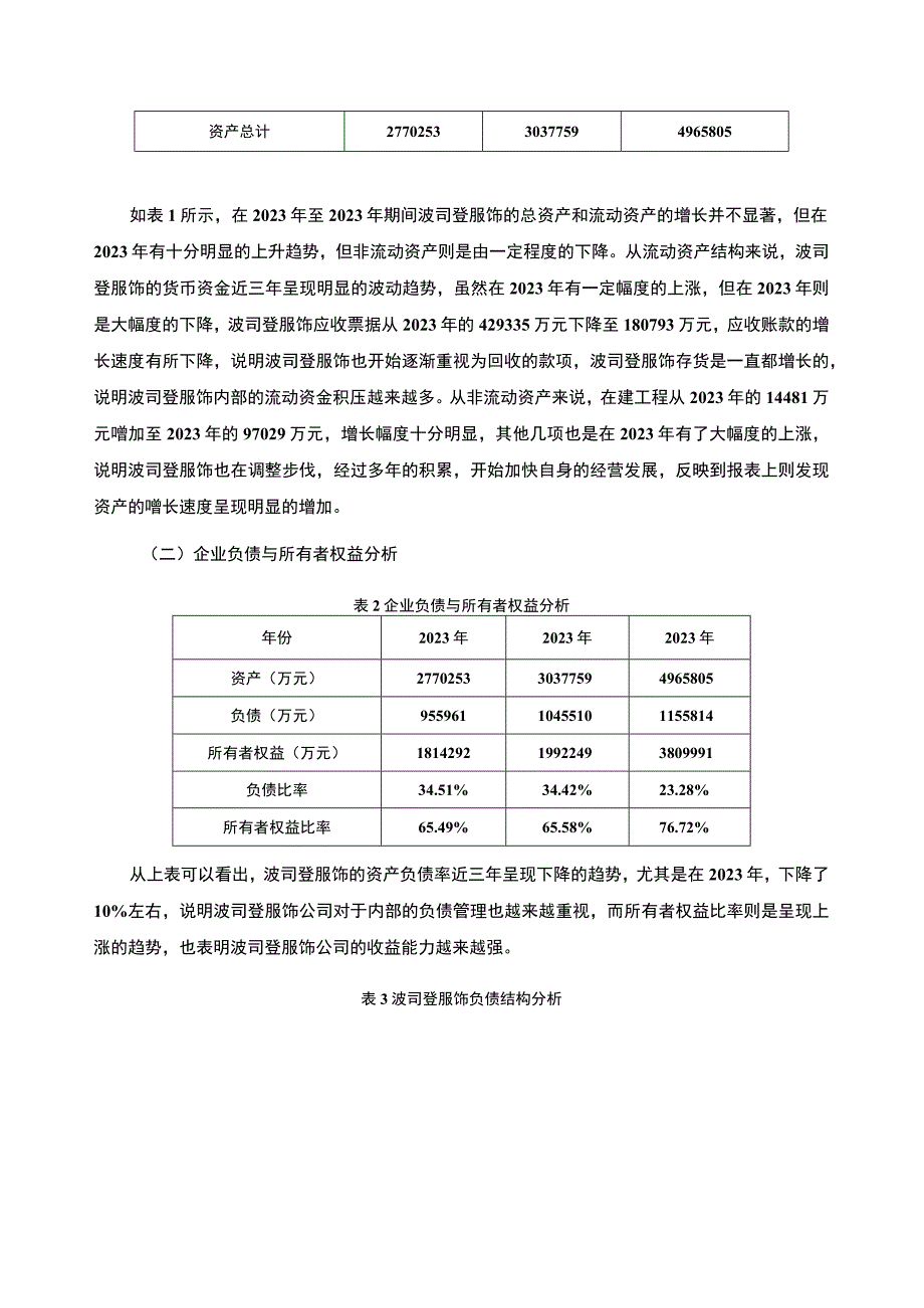 《基于近三年数据羽绒服品牌企业资产负债表分析案例—以波司登为例》4100字.docx_第3页