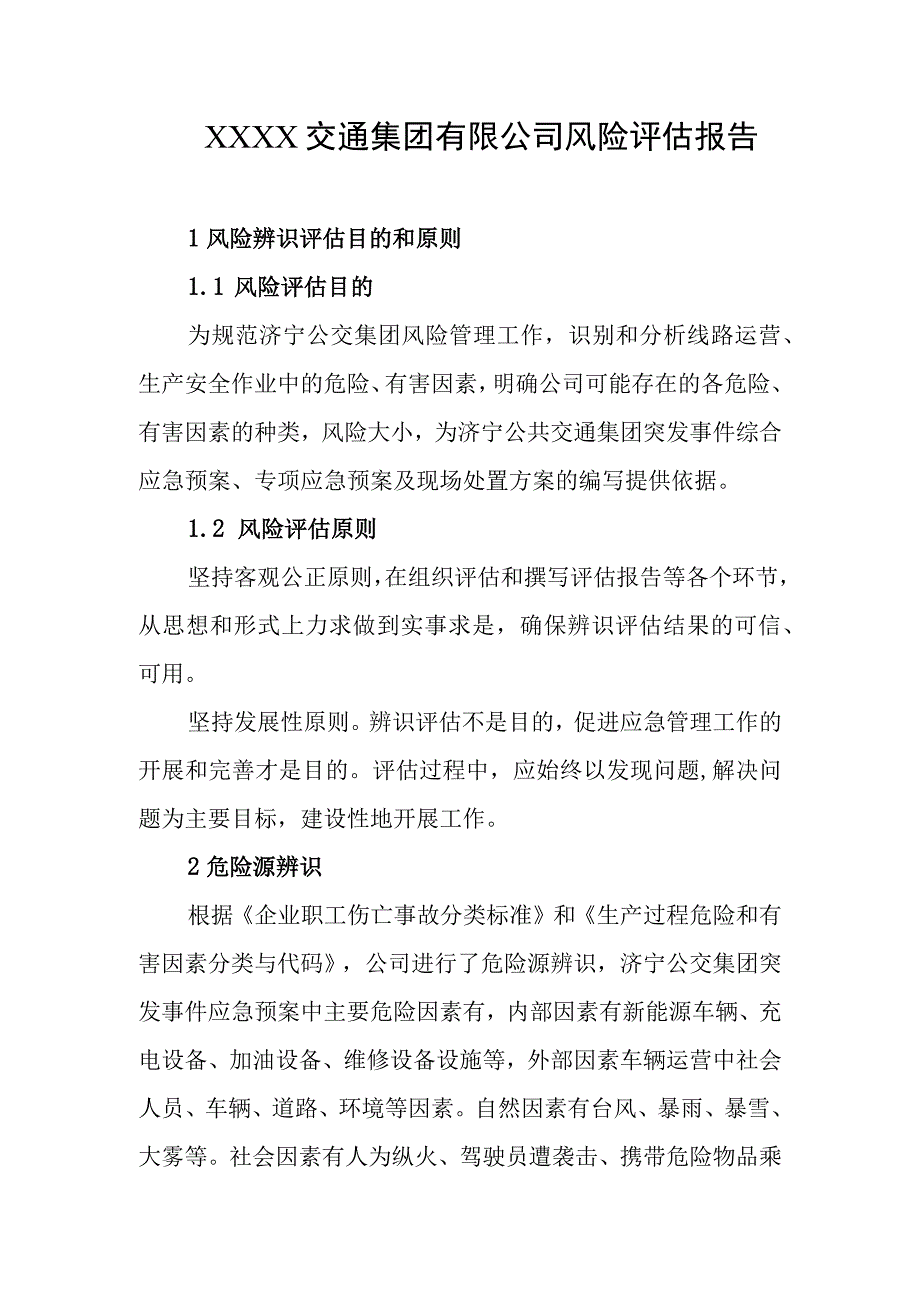 交通集团有限公司风险评估报告.docx_第1页