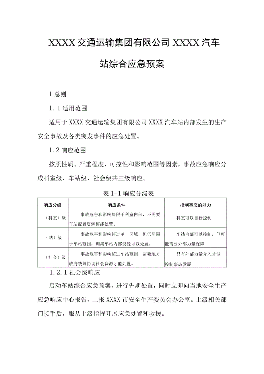 交通运输集团有限公司汽车站综合应急预案1.docx_第1页