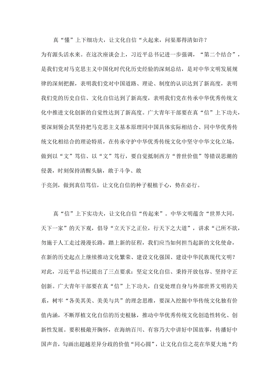 2023年在文化传承发展座谈会上发表重要讲话学习心得体会二篇稿.docx_第2页