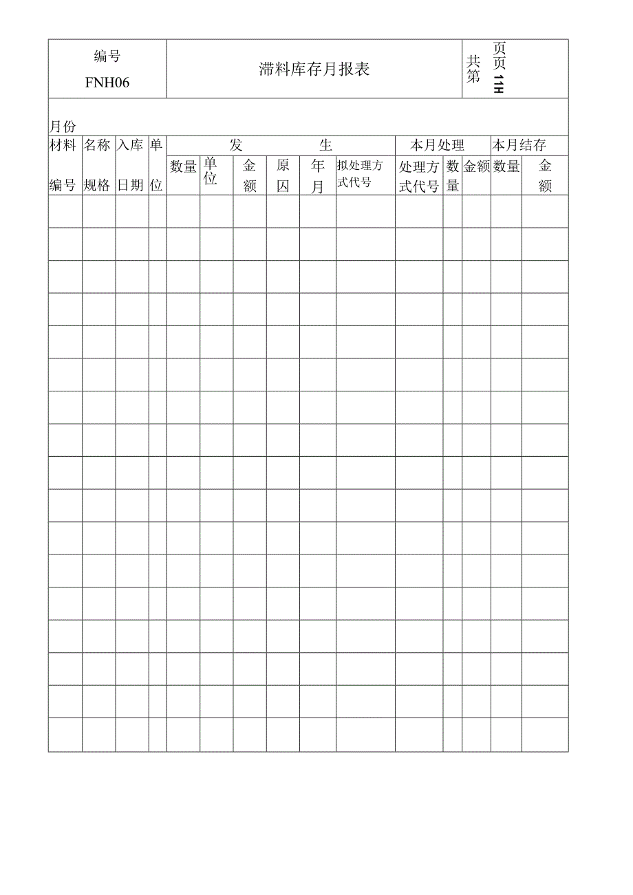 2023年整理0滞料库存月报表.docx_第1页