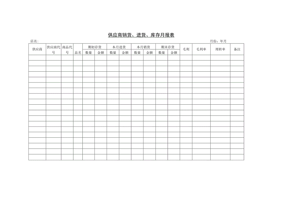 仓储管理供应商品进货旬月报表和供应商销货进货库存月报表.docx_第2页