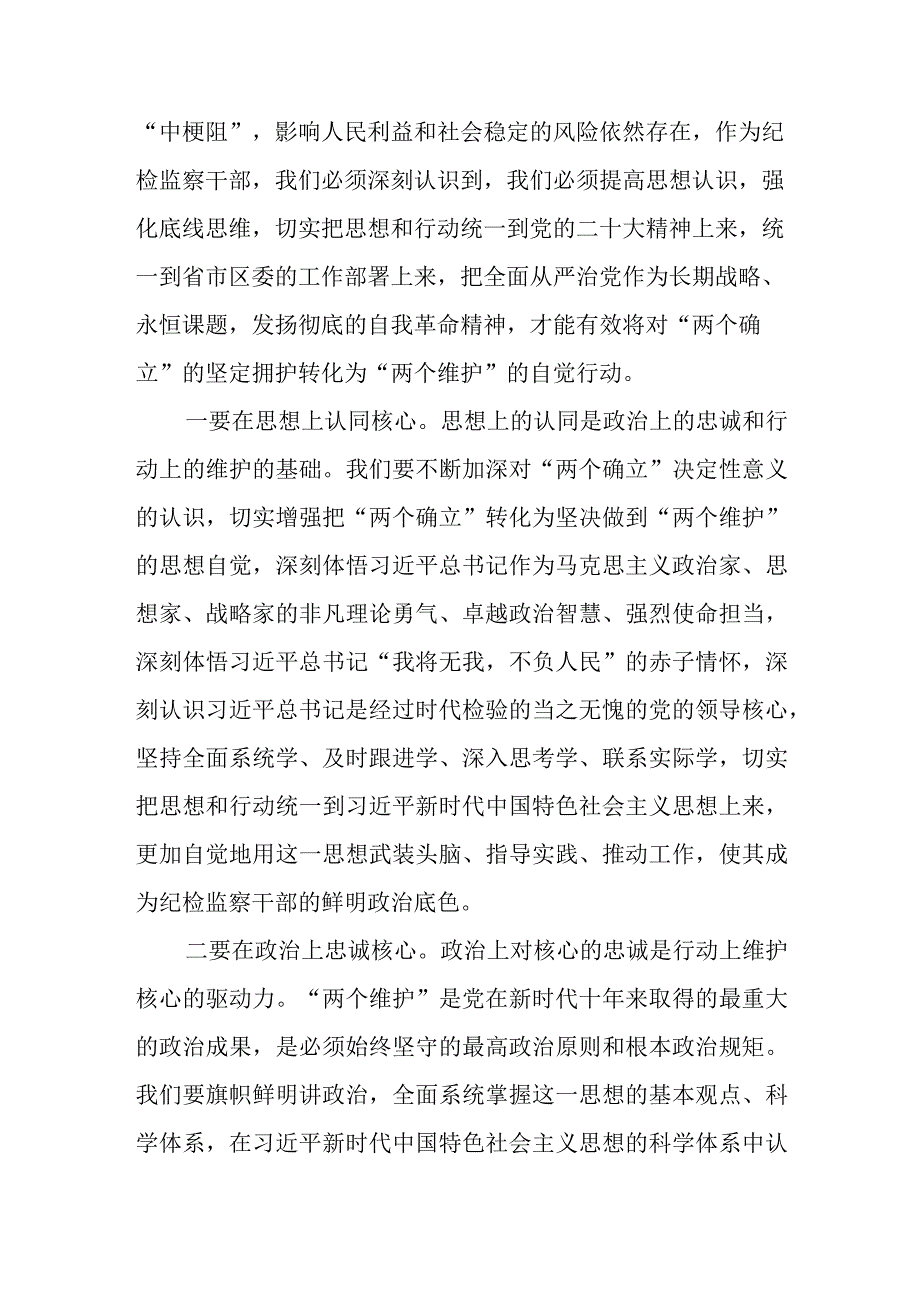 2023纪检监察干部队伍教育整顿学习教育环节学习研讨发言读书报告工作总结汇报自查梳理问题实施方案.docx_第3页