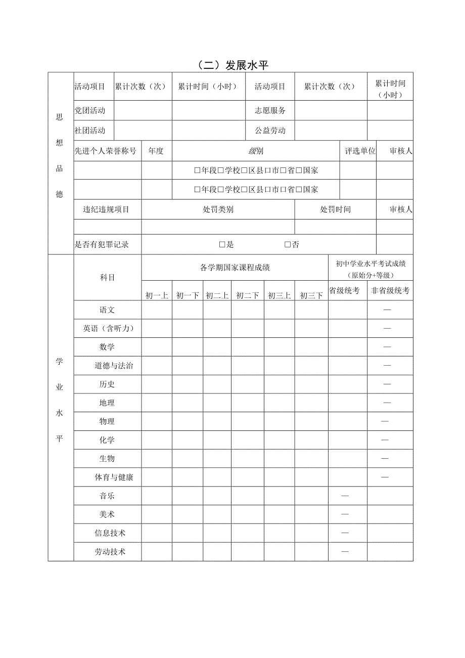 2023年泉州市初中毕业学生综合素质评价报告.docx_第2页