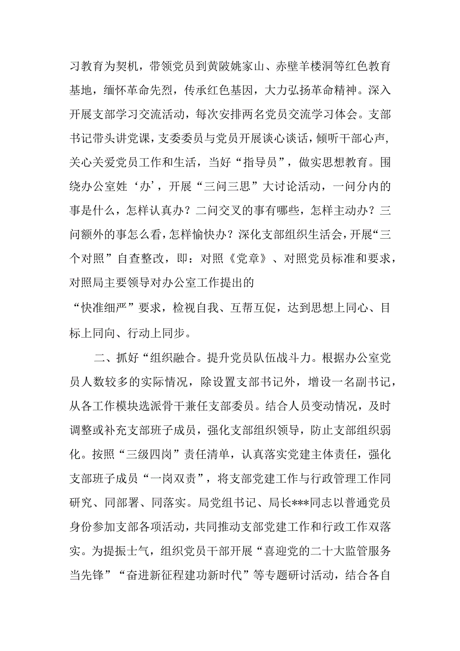 2023市药监局办公室党支部在全市基层党建工作推进会上的汇报材料.docx_第2页