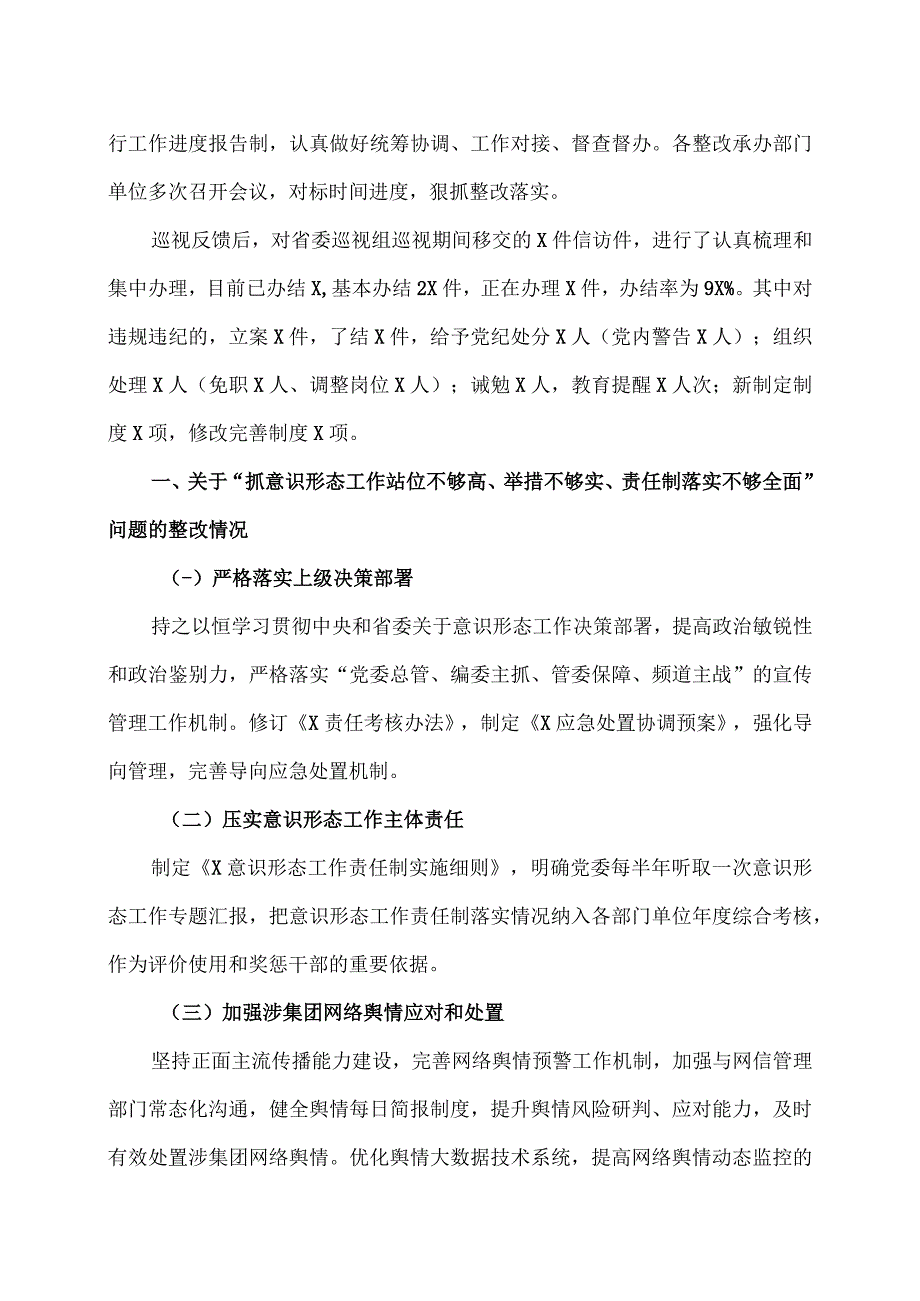 XX广播电视集团关于202X年巡视整改情况的通报.docx_第2页