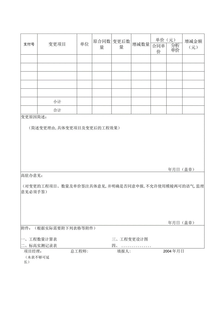 变更请示单表式工程文档范本.docx_第2页