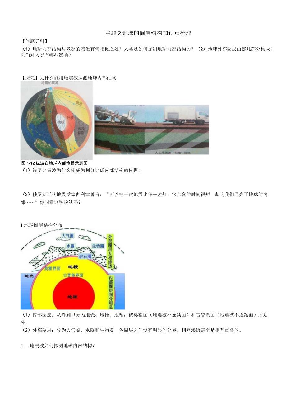 地球的圈层结构知识点梳理 无答案.docx_第1页