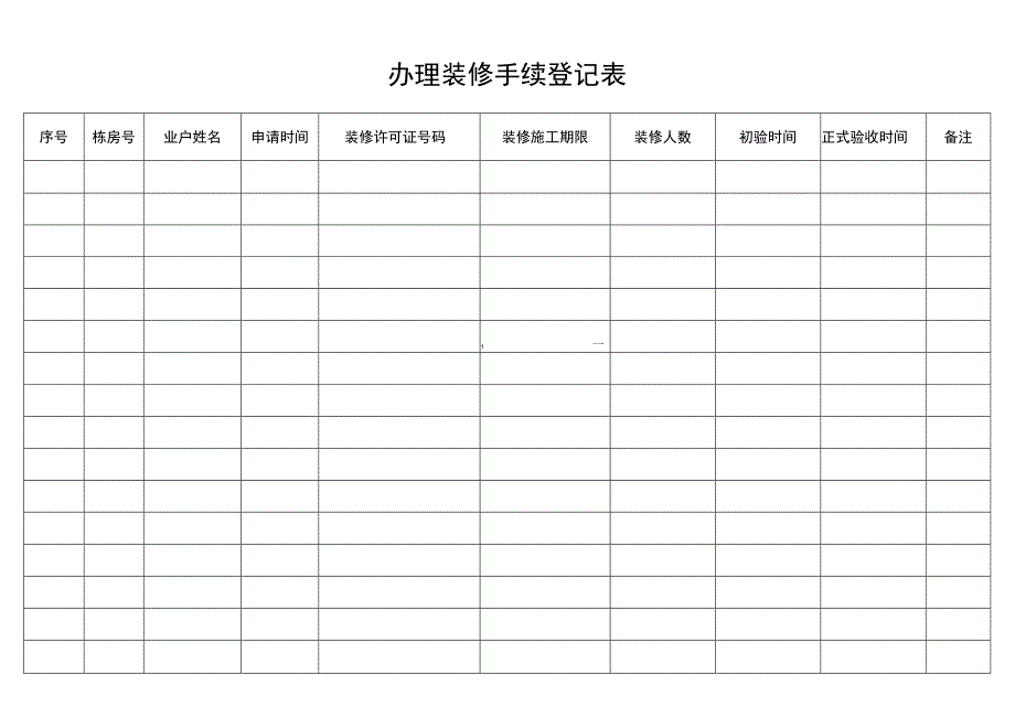 办理装修手续登记表secret工程文档范本.docx_第1页