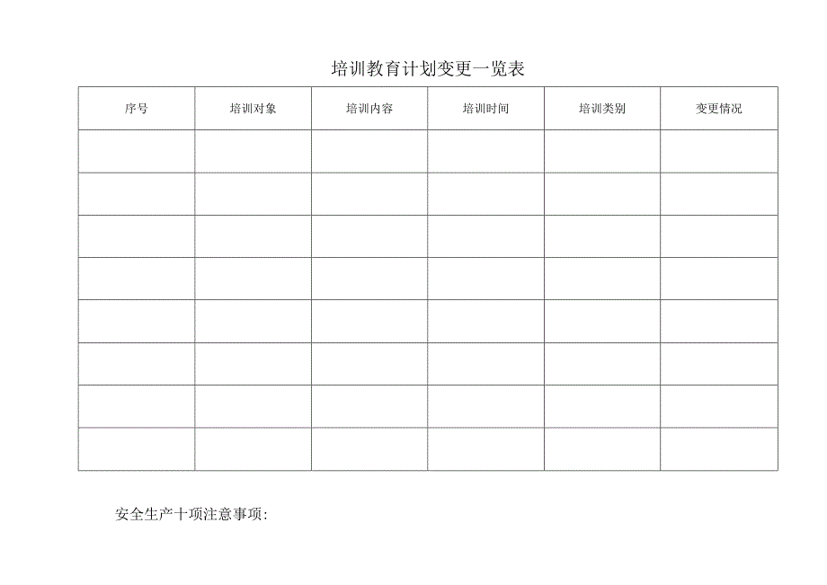 培训教育计划变更一览表.docx_第1页