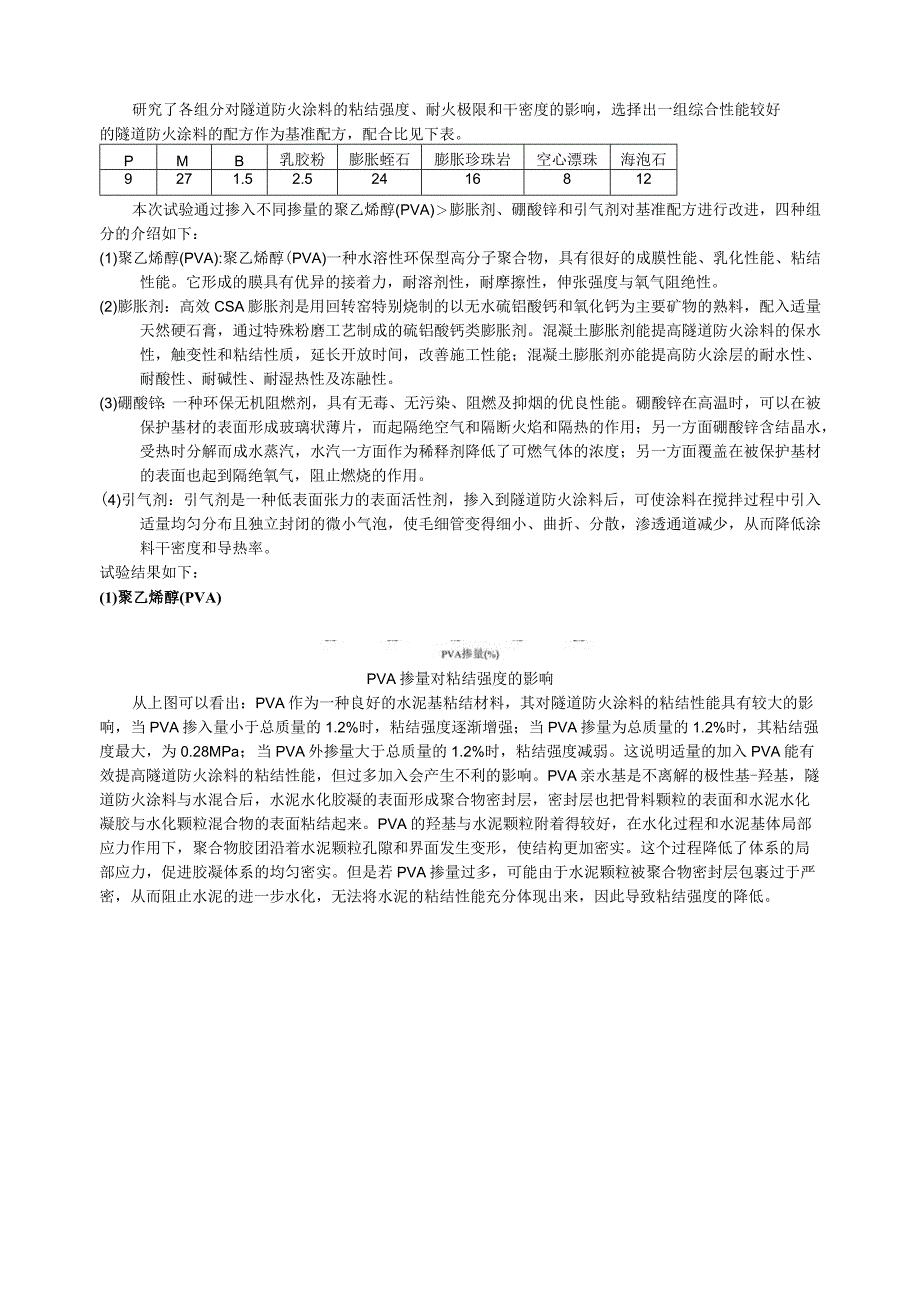 各组分对隧道防火涂料的粘结强度耐火极限和干密度的影响.docx_第1页