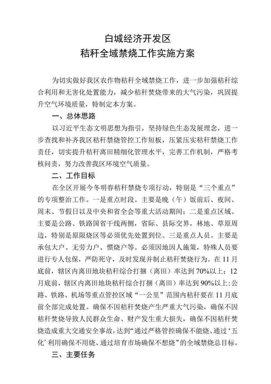 白城经济开发区秸秆全域禁烧工作实施方案.docx_第1页