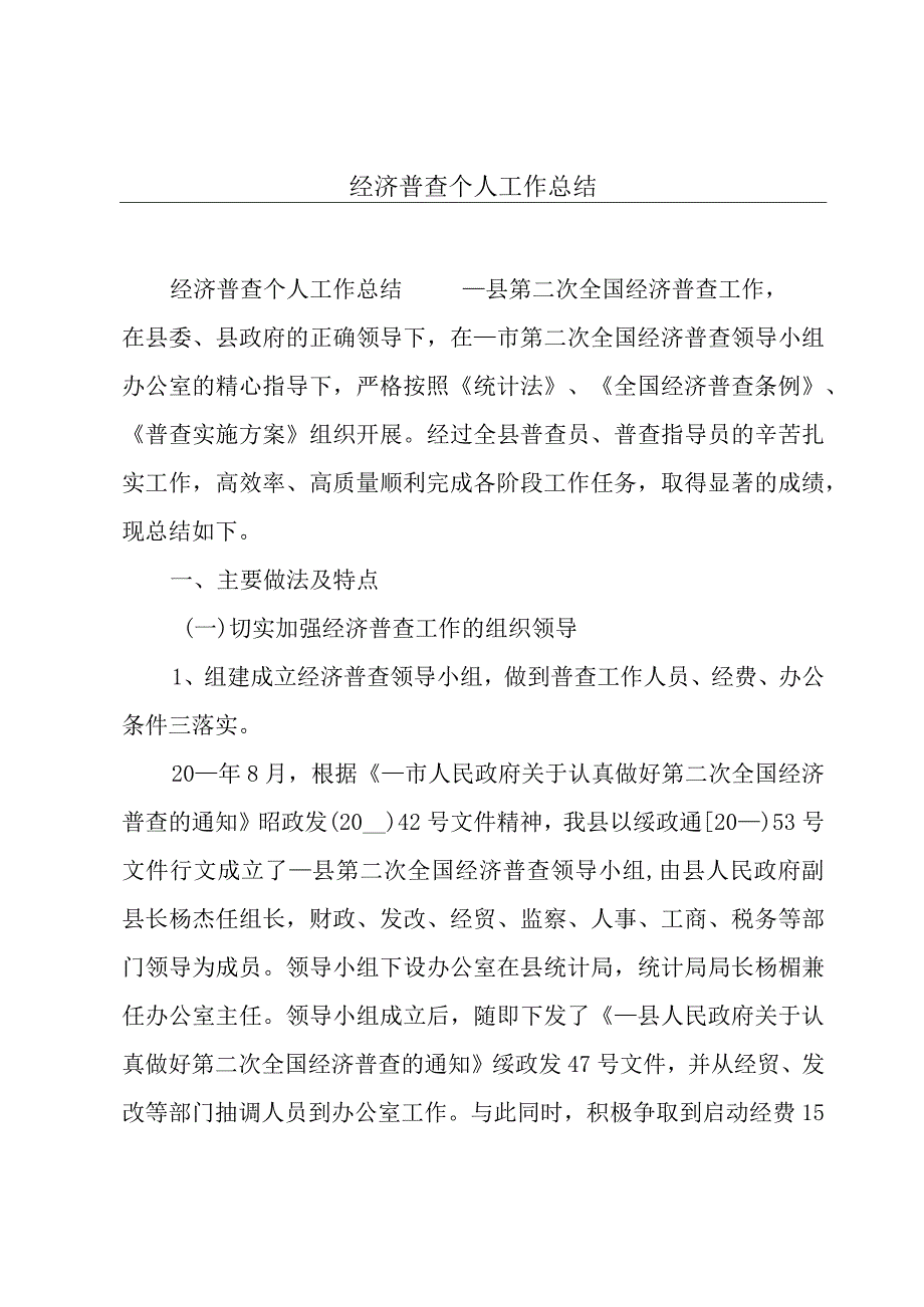 经济普查个人工作总结.docx_第1页