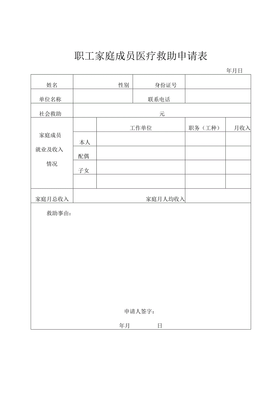 职工家庭成员医疗救助申请表.docx_第1页