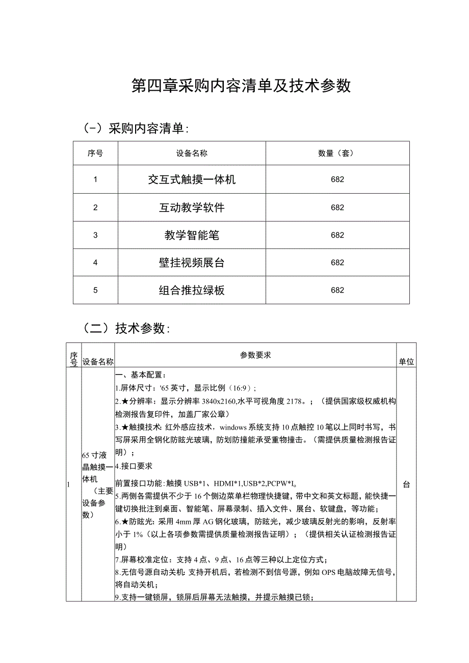 第四章采购内容清单及技术参数.docx_第1页