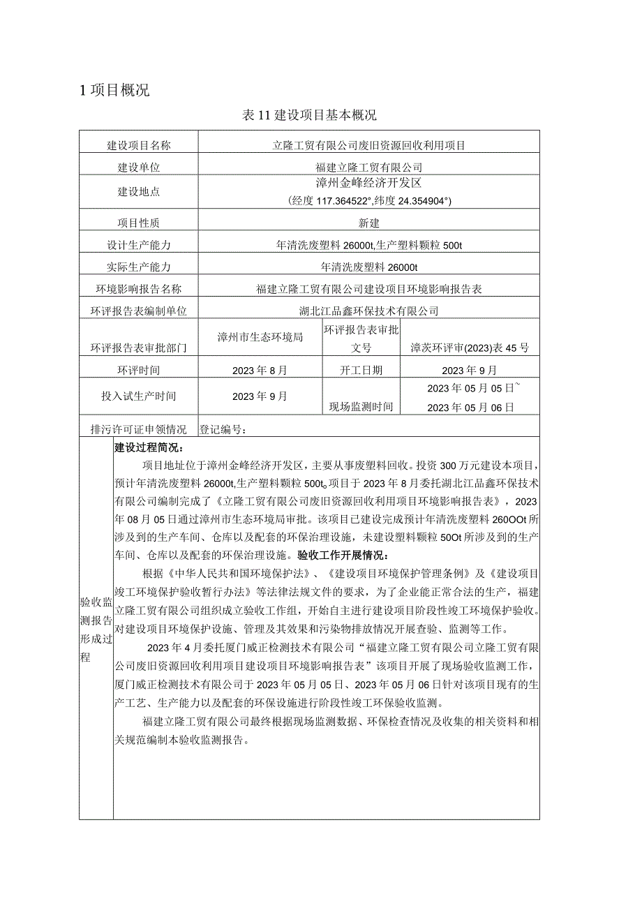 立隆工贸有限公司废旧资源回收利用项目阶段性竣工环境保护验收监测报告.docx_第3页