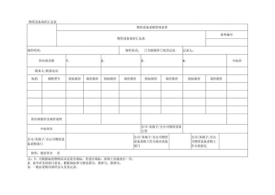 物资设备询价汇总表.docx_第1页