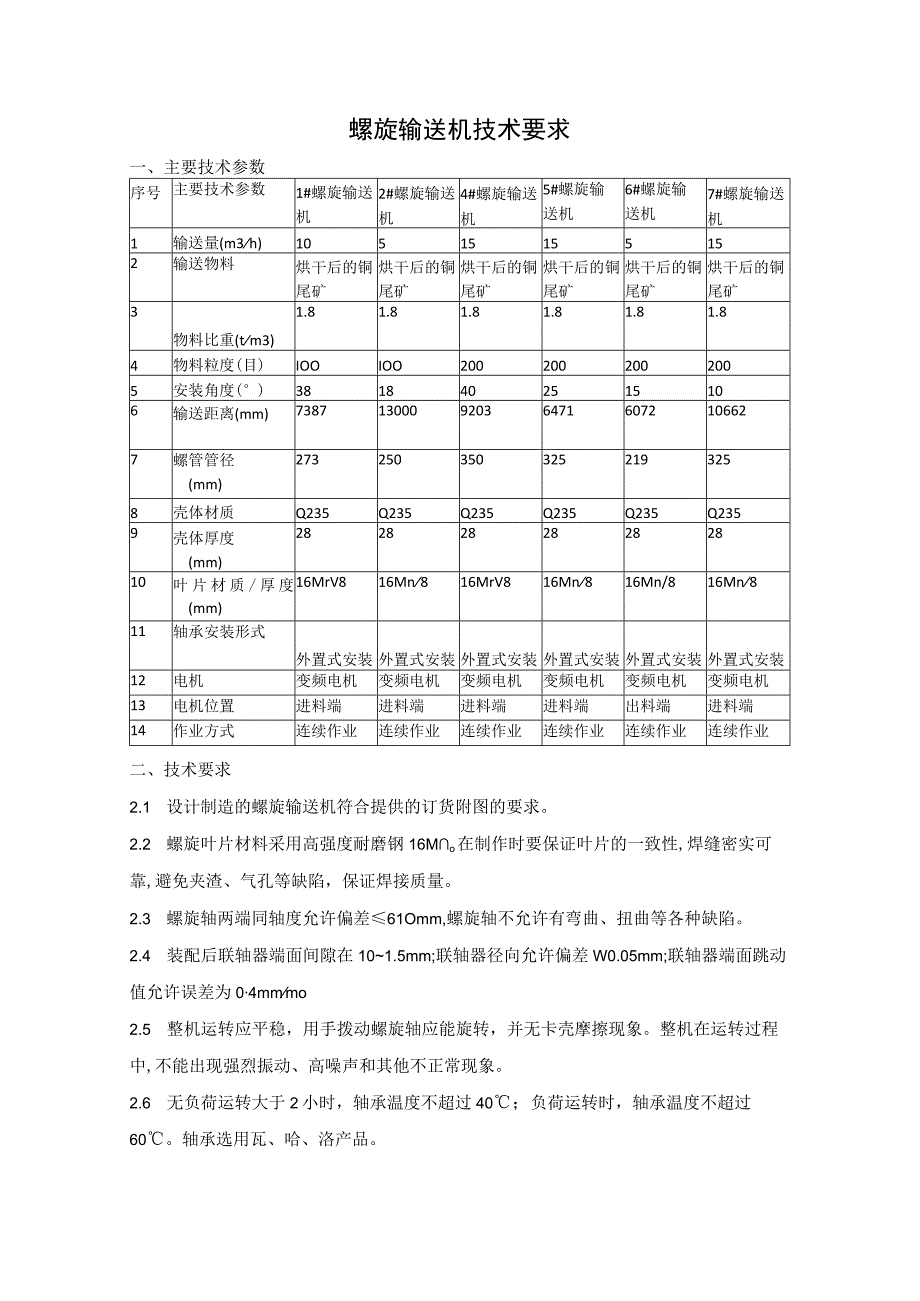 螺旋输送机技术要求.docx_第1页