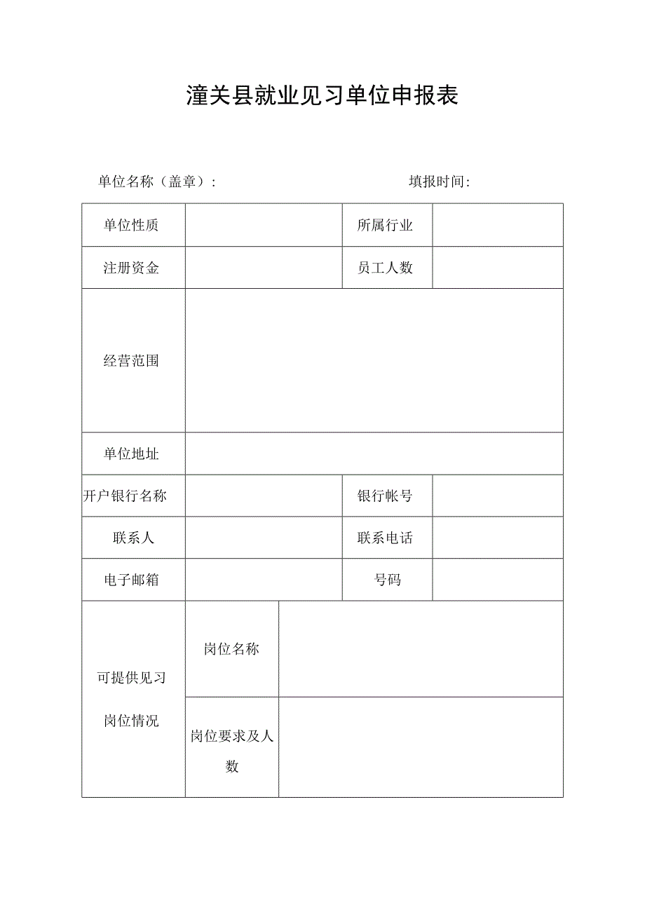 潼关县就业见习单位申报表.docx_第1页