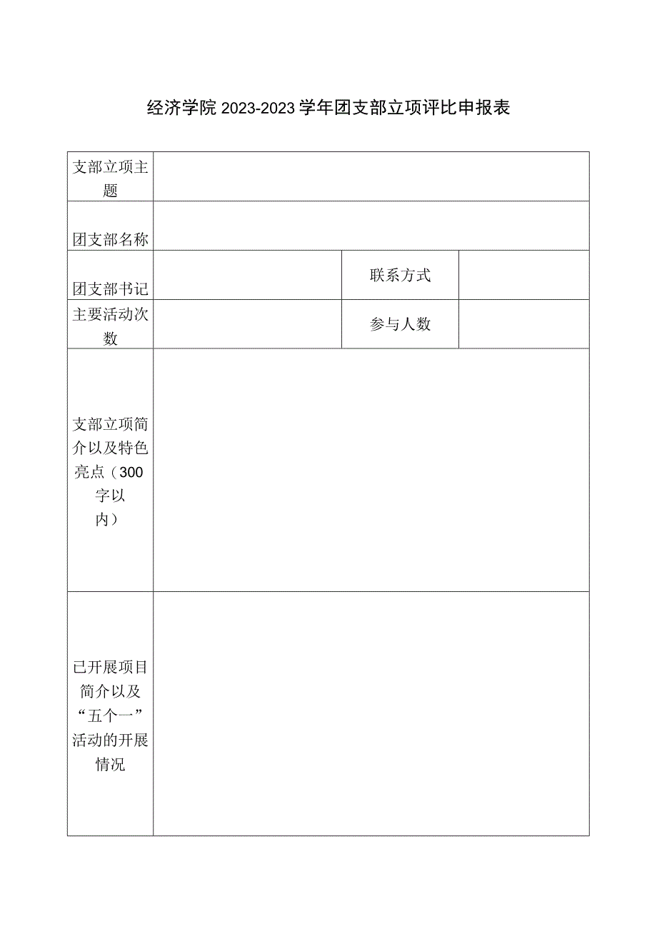 经济学院20232023学年团支部立项评比申报表.docx_第1页