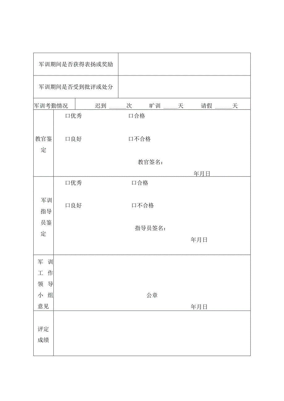 湖北第二师范学院军训成绩鉴定表.docx_第2页