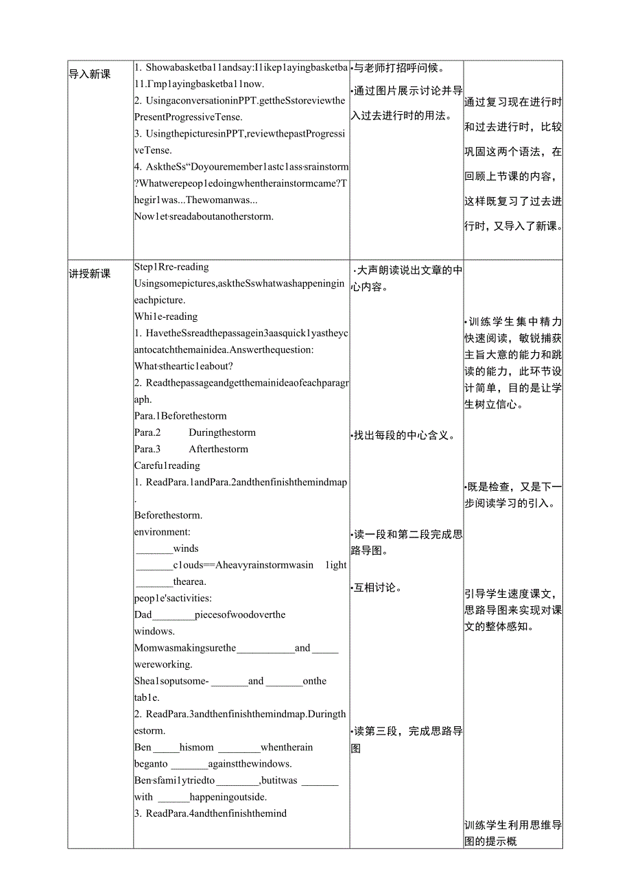 Unit 5 What were you doing when the rainstorm came Section A Period II 3a3c 表格教学设计.docx_第2页