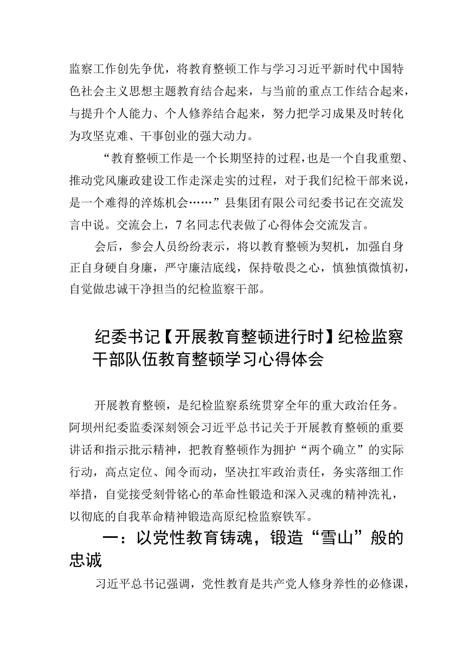 2023教育整顿纪检干部纪检干部队伍教育整顿学习心得体会5篇精选范文.docx_第3页