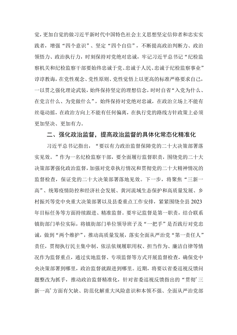 2023纪检监察干部在纪检监察干部队伍教育整顿研讨会上的发言提纲精选10篇.docx_第2页