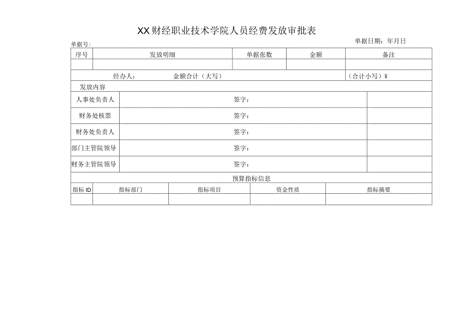 XX财经职业技术学院人员经费发放审批表.docx_第1页