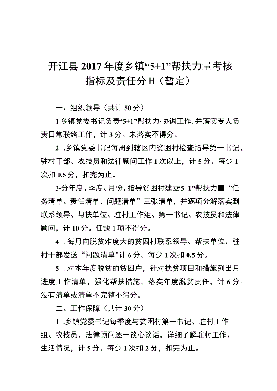 2017年度乡镇5+1帮扶力量考核指标及责任分工试行.docx_第1页