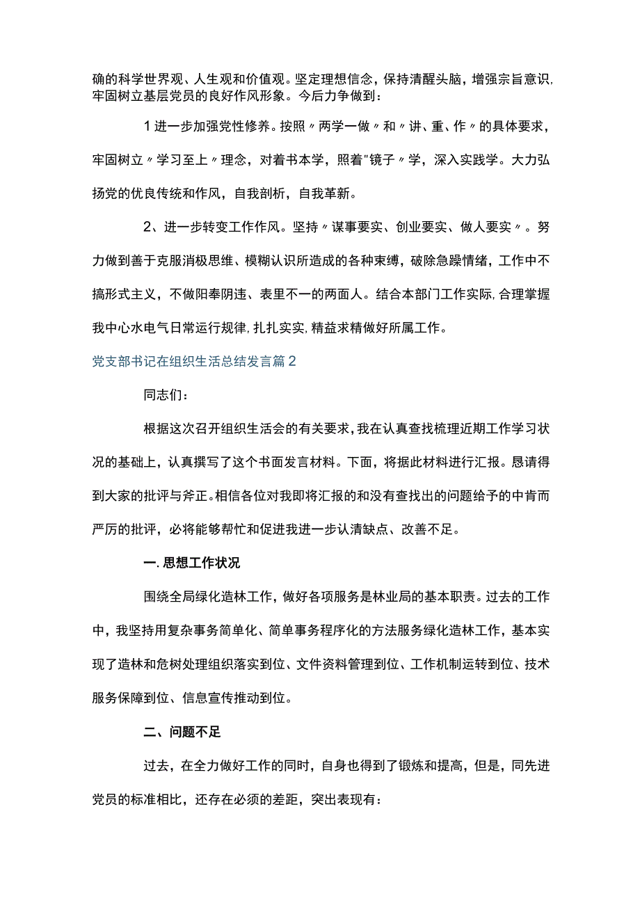 党支部书记在组织生活总结发言十二篇.docx_第2页